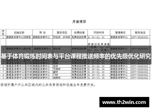 基于体育锻炼时间表与平台课程推送频率的优先级优化研究